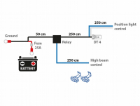 Johtosarja 1 lisävalolle DT-4 12V