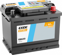 EXIDE Excell EB620 / 12V, 62Ah, 540A / 242x175x190 - +