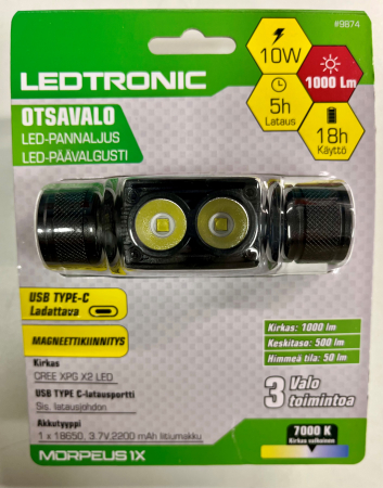 LEDTRONIC Morpeus 1x LED-OTSAVALO 10W ladattava 1000lm