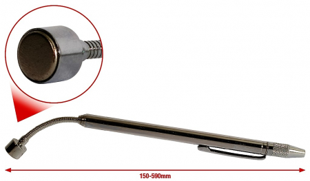 KS TOOLS 2in1 teleskooppinen magneettinostin pesusuuttimien puhdistus- ja asennustyökalulla, 150-590mm