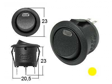 Keinukytkin Pyöreä / 0-1 / Led / Keltainen