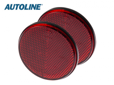 AUTOLINE Heijastinpari PYÖREÄ PUNAINEN 70mm LIIMALLA