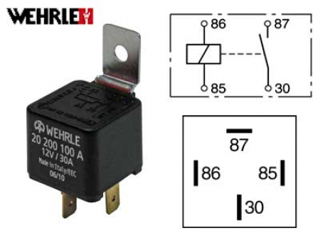WEHRLE Rele 12V 30A 4-napainen PITIMELLÄ