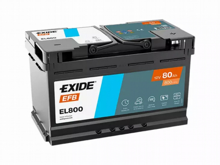 Exide EL800 EFB käynnistysakku 12V, 80Ah, 800A / 315x175x190 -/+