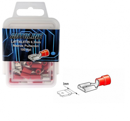 Autoline LATTALIITIN 6,3mm NAARAS  punainen  100kpl