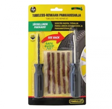 FINBULLET Tubeless-renkaan paikkaussarja (T-kahvalla)