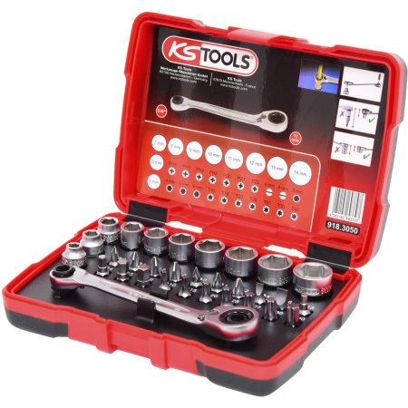 KS TOOLS 1/4" + 11mm -LÄPIVIENTIHYLSYAVAIN- ja kärkisarja, 31-osainen