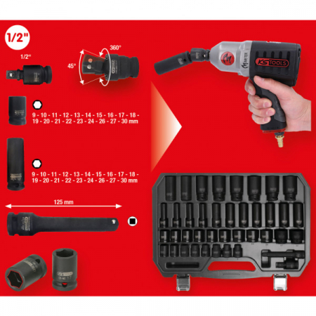 KS TOOLS 1/2" kuusikanta-voimahylsysarja, 40-osainen